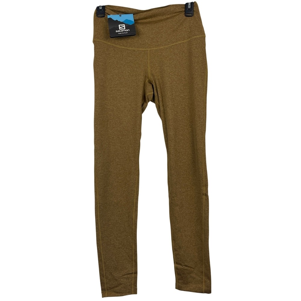 NEW Salomon Essential‎ Tights Womens M Cumin Heathered Athletic Leggings